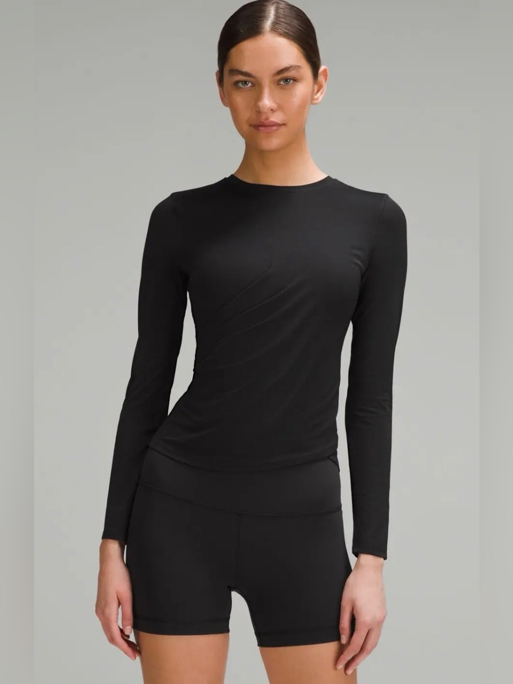 LULULEMON Light SmoothCover Wrap-Front Long-Sleeve Shirt in Black